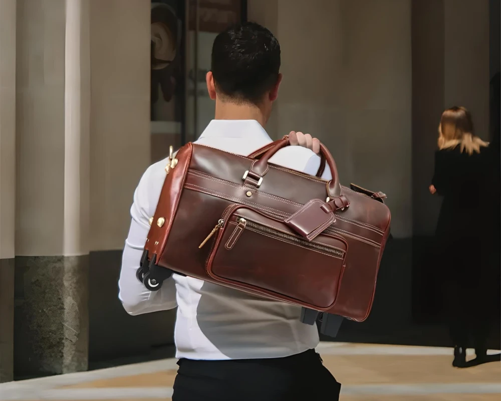 leather carry on bag