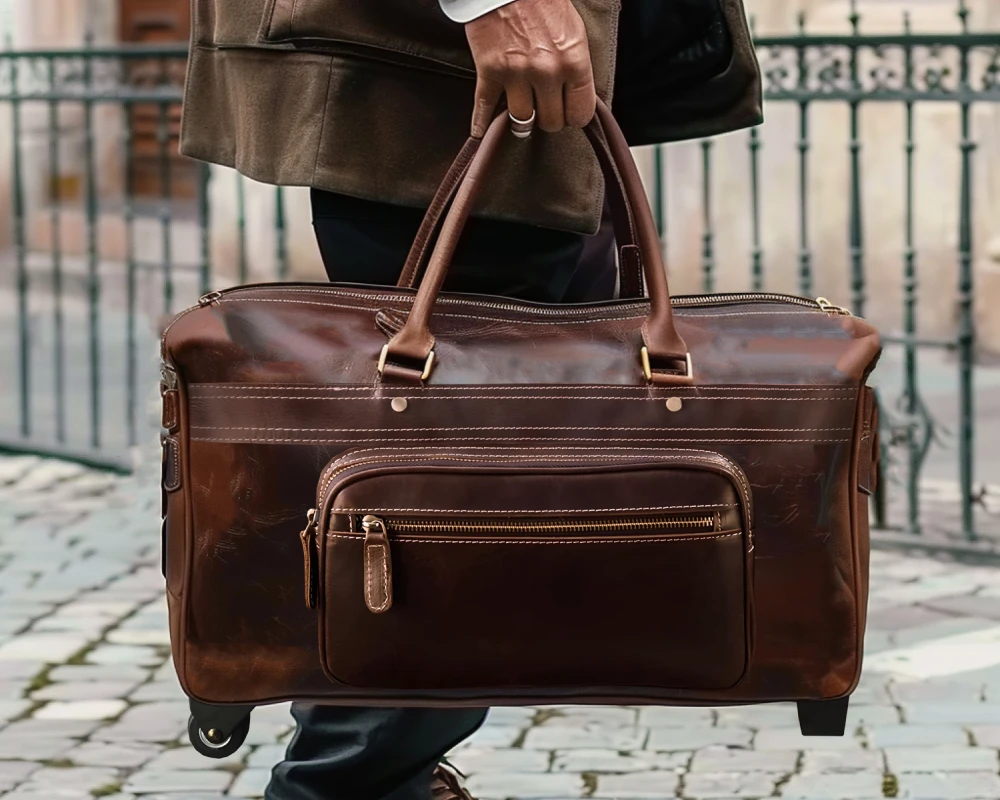 luxury leather carry on luggage
